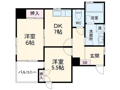 K&Aハイツ(2DK/1階)の間取り写真