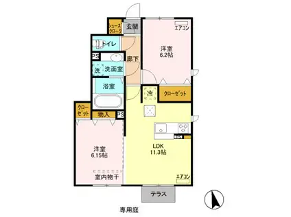 フェニックス(2LDK/1階)の間取り写真