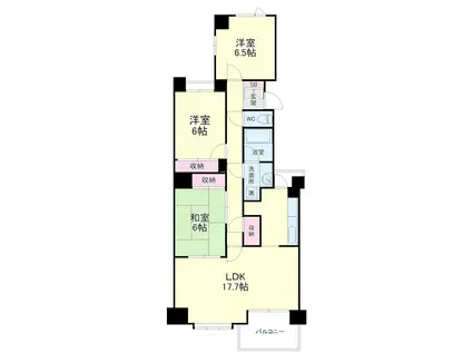 佐鳴湖パークタウン12号棟(3LDK/12階)の間取り写真