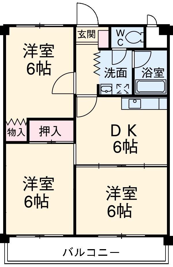 パレロワイヤル(3DK/4階)の間取り写真