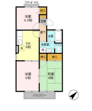 セジュール五井C・D(3DK/2階)の間取り写真