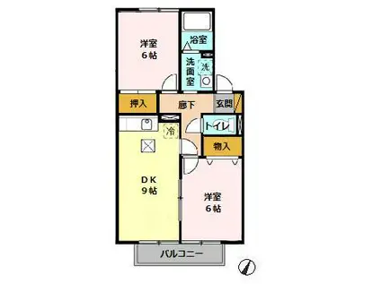 グランメールハイム 壱・弐番館(2DK/1階)の間取り写真