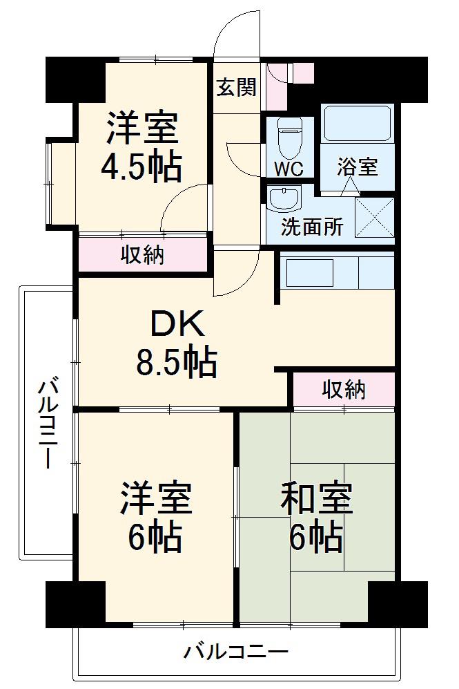 TS GARDEN蕨Ⅲ(3DK/4階)の間取り写真