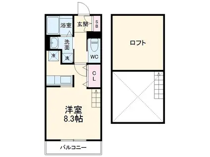 KT-LINKAGE(1K/3階)の間取り写真