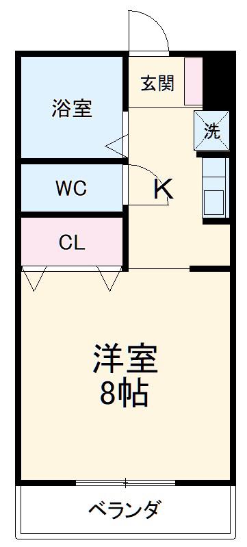コスモス24(1K/2階)の間取り写真