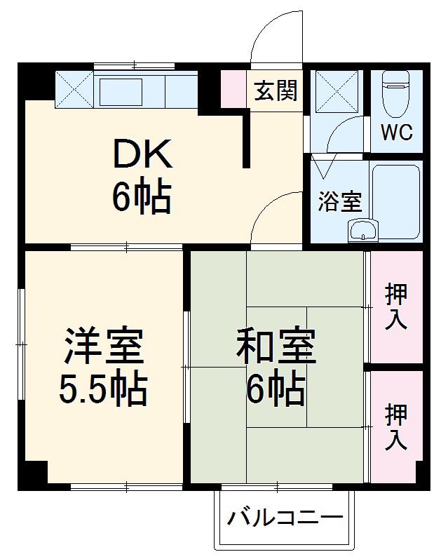 エステート本田(2DK/3階)の間取り写真