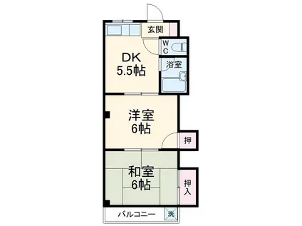 リヴァアイランド(2DK/1階)の間取り写真