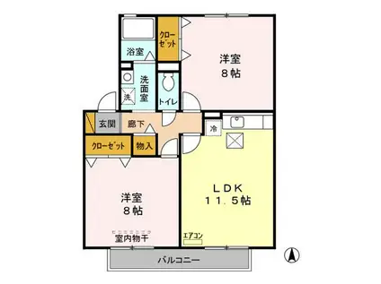 サンフローラE(2LDK/1階)の間取り写真