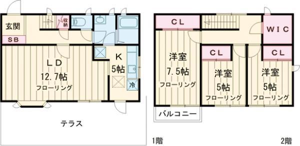 カーサ西荻Ｂ棟(3LDK)の間取り写真