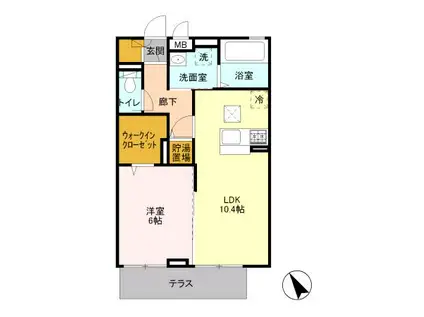 エスペランサA(1LDK/1階)の間取り写真