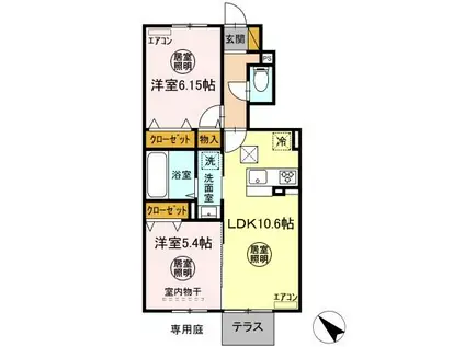 コモンシティハイツJ(2LDK/1階)の間取り写真