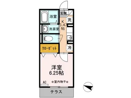 ヴィア・デル・フェリチタ(1K/1階)の間取り写真