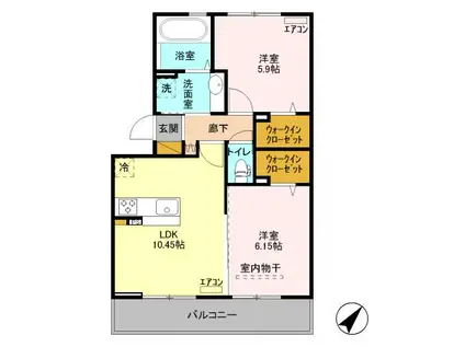 フォルモント(2LDK/3階)の間取り写真