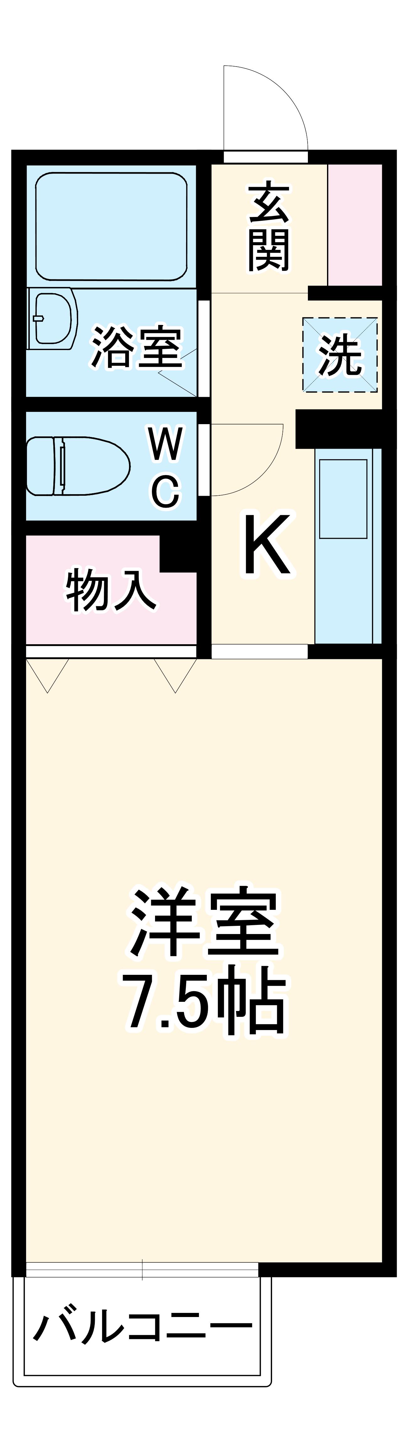 オプス・なのはな(1K/2階)の間取り写真