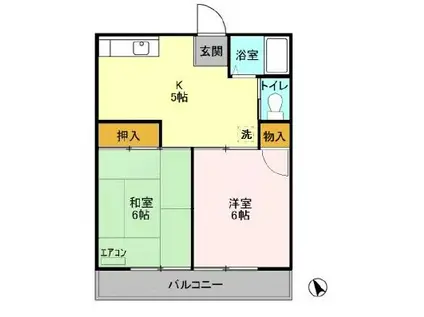 シティハイムアサノA・B(2K/2階)の間取り写真