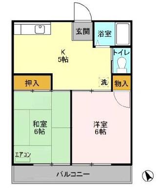 シティハイムアサノA・B(2K/2階)の間取り写真