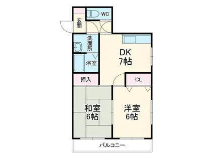 ビュープラザⅡ(2DK/3階)の間取り写真