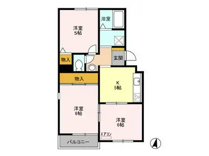 シャタル日吉台(3K/1階)の間取り写真