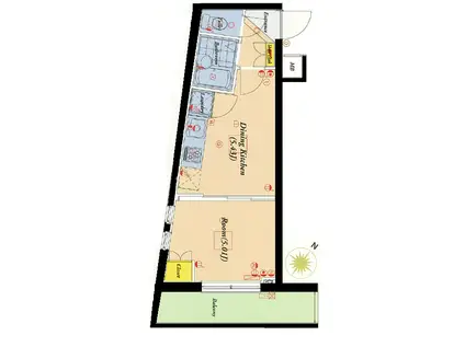 パレ・ホームズ永福町Ⅱ(1DK/5階)の間取り写真