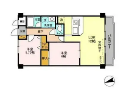 アレックス千葉寺(2LDK/4階)の間取り写真