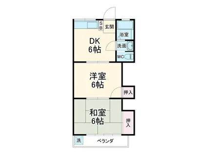 南浦和ハイツ(2DK/1階)の間取り写真