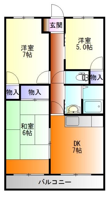 SPOONⅢ(3DK/4階)の間取り写真