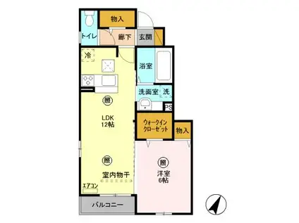 サニーフラット(1LDK/1階)の間取り写真