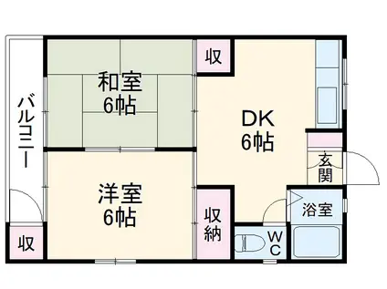 サンシャイン旭(2DK/2階)の間取り写真