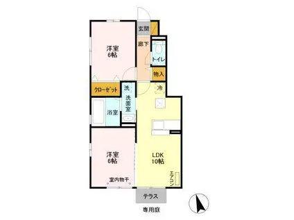 イルミナ(2LDK/1階)の間取り写真