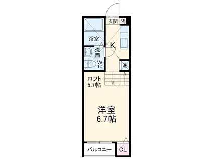 PARVATI(1K/1階)の間取り写真