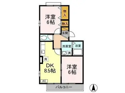 ロイヤルハウスA(2DK/2階)の間取り写真