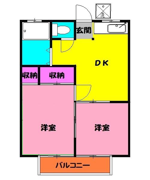 ルミネ高橋(2DK/1階)の間取り写真