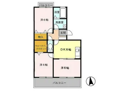 エクセルグランデ(3DK/2階)の間取り写真