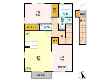 グランパルクA・B(2LDK/2階)の間取り写真