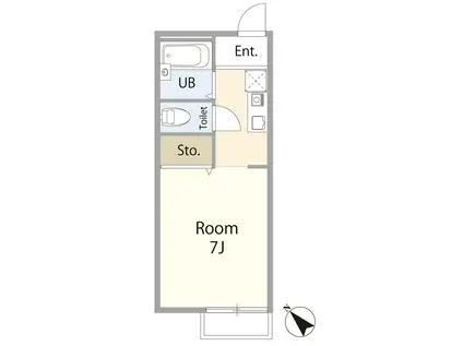 フローラA(1K/2階)の間取り写真