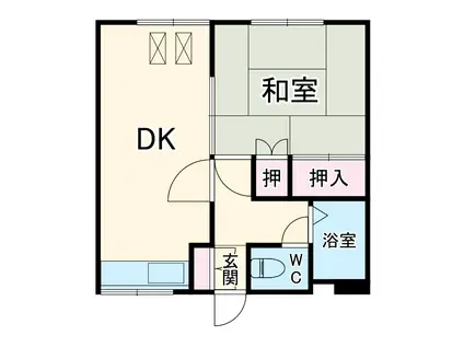 グランドール馬場B棟(1DK/1階)の間取り写真