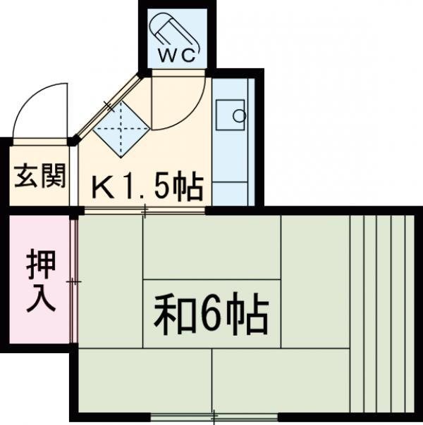 馬場荘(1K/2階)の間取り写真