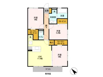 エコハウス2(3LDK/1階)の間取り写真