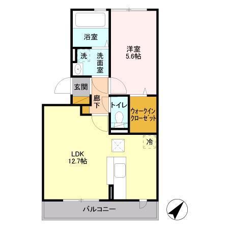 ベルハウス2(1LDK/1階)の間取り写真