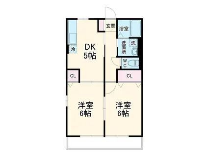 東海道本線 浜松駅 バス乗車時間：10分 駒形橋バス停で下車 徒歩1分 2階建 築21年(2DK/2階)の間取り写真