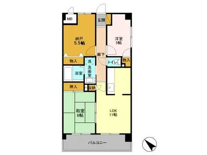 レジデンスJOKO(2LDK/5階)の間取り写真