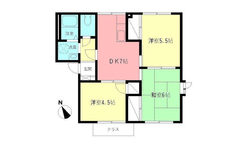 アンバービレッジE(3DK/1階)の間取り写真