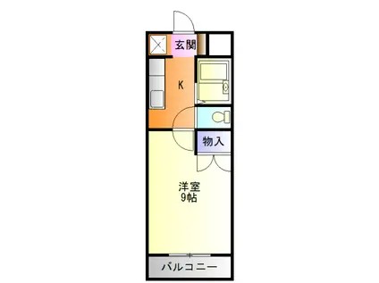 パストラーレⅡ(1K/1階)の間取り写真