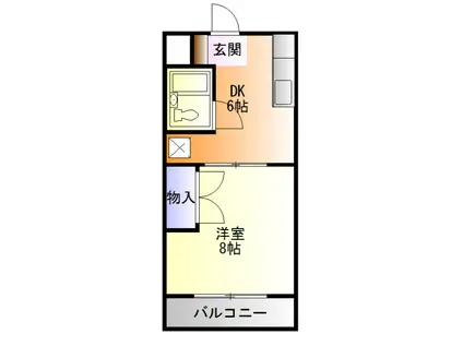 マンションカトレアⅠ(1DK/3階)の間取り写真
