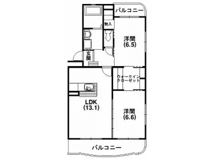 メテオール(2LDK/3階)の間取り写真
