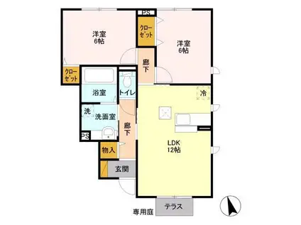 ソフィアコート壱番館(2LDK/1階)の間取り写真