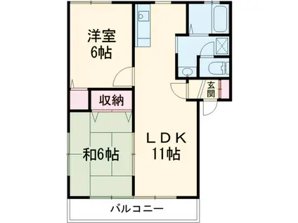 エスポワールⅠ(2LDK/2階)の間取り写真