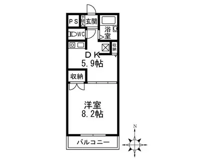 プレジデントヴィラC棟(1DK/1階)の間取り写真