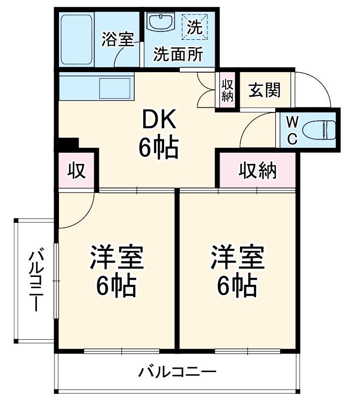 東川口グリーンハイツ(2DK/4階)の間取り写真