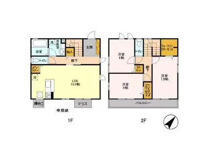 山万ユーカリが丘線 井野駅(千葉) 徒歩12分 2階建 築14年(3LDK)の間取り写真